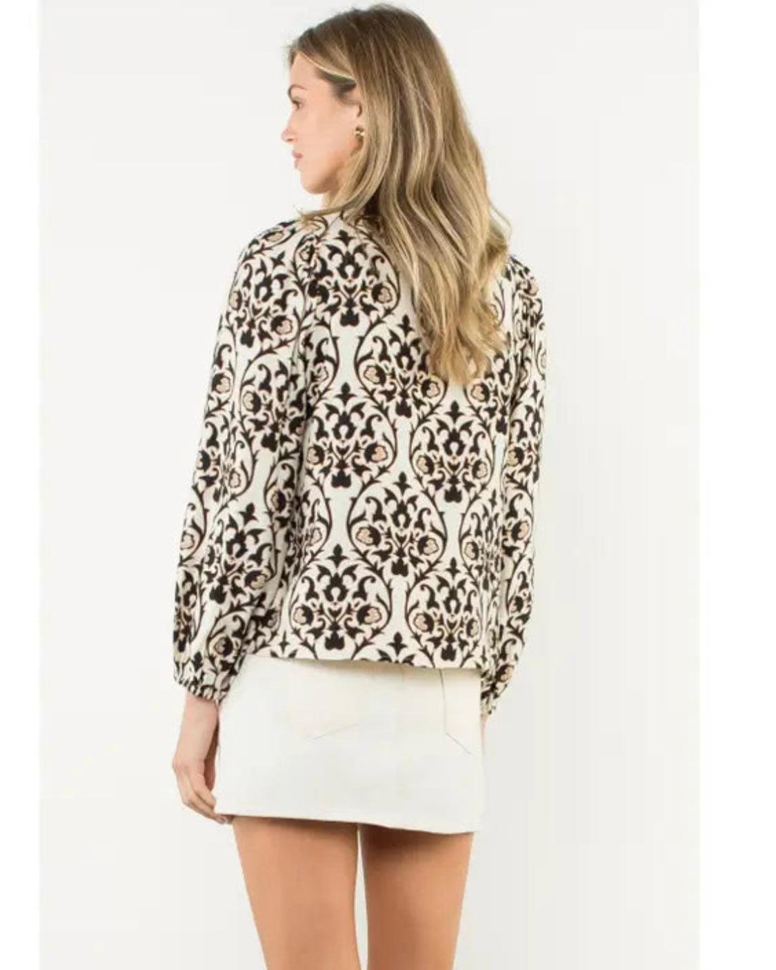 THML- Denim Trim Printed V-neck Shirt