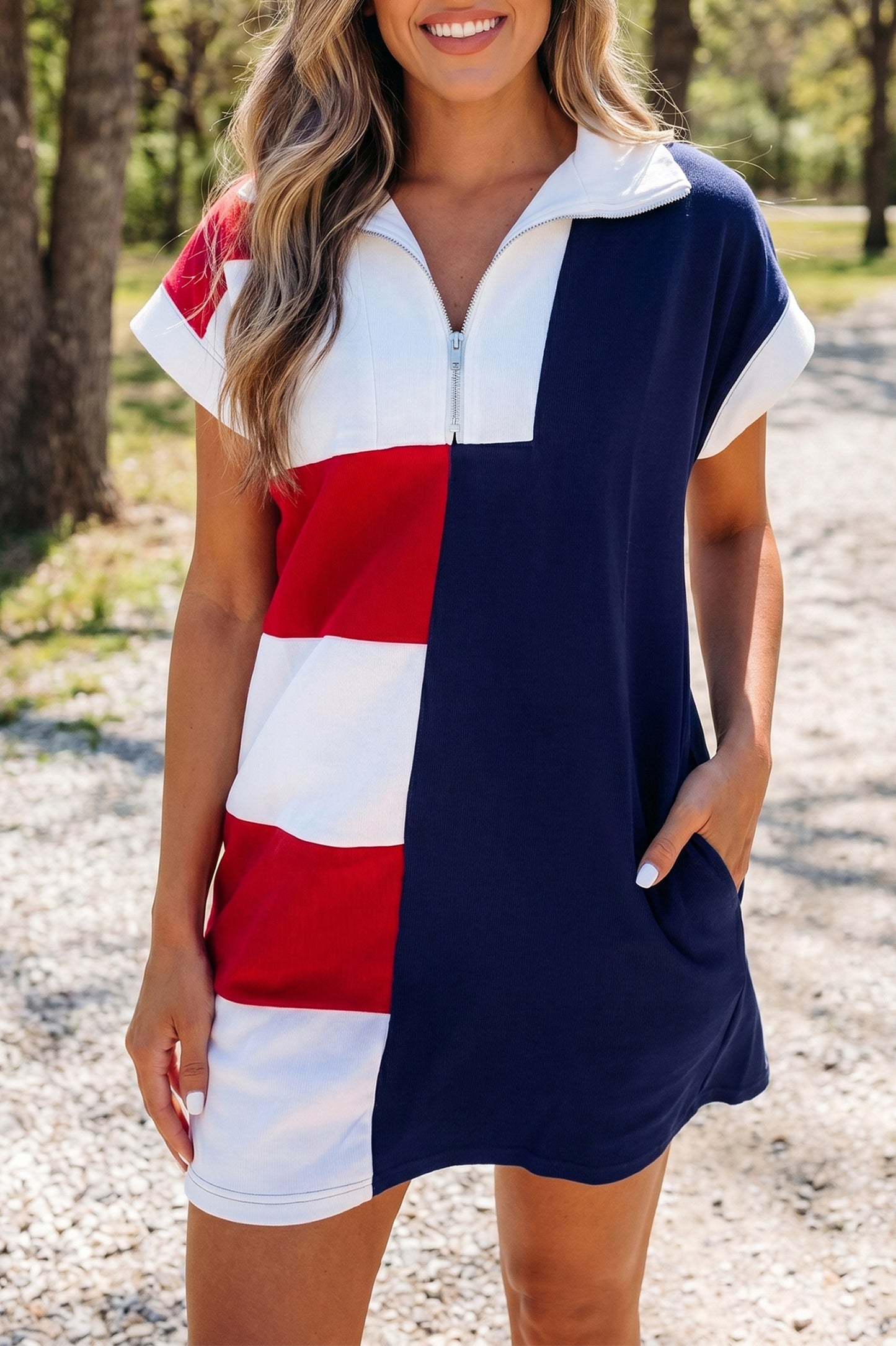 Navy Blue Americana T Shirt Mini Dress