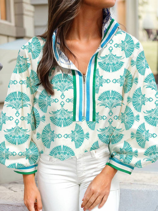 Abstract Printed Clash Long Sleeve Top