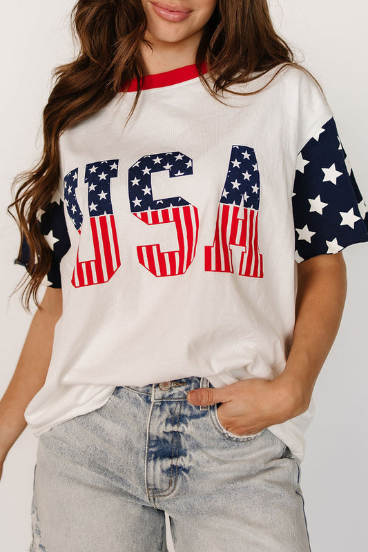 Flag Print USA Casual Tee