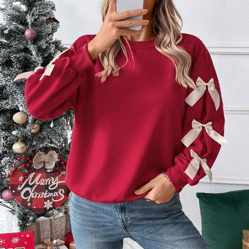 Scarlet Beauty Bowknot Sweatshirt