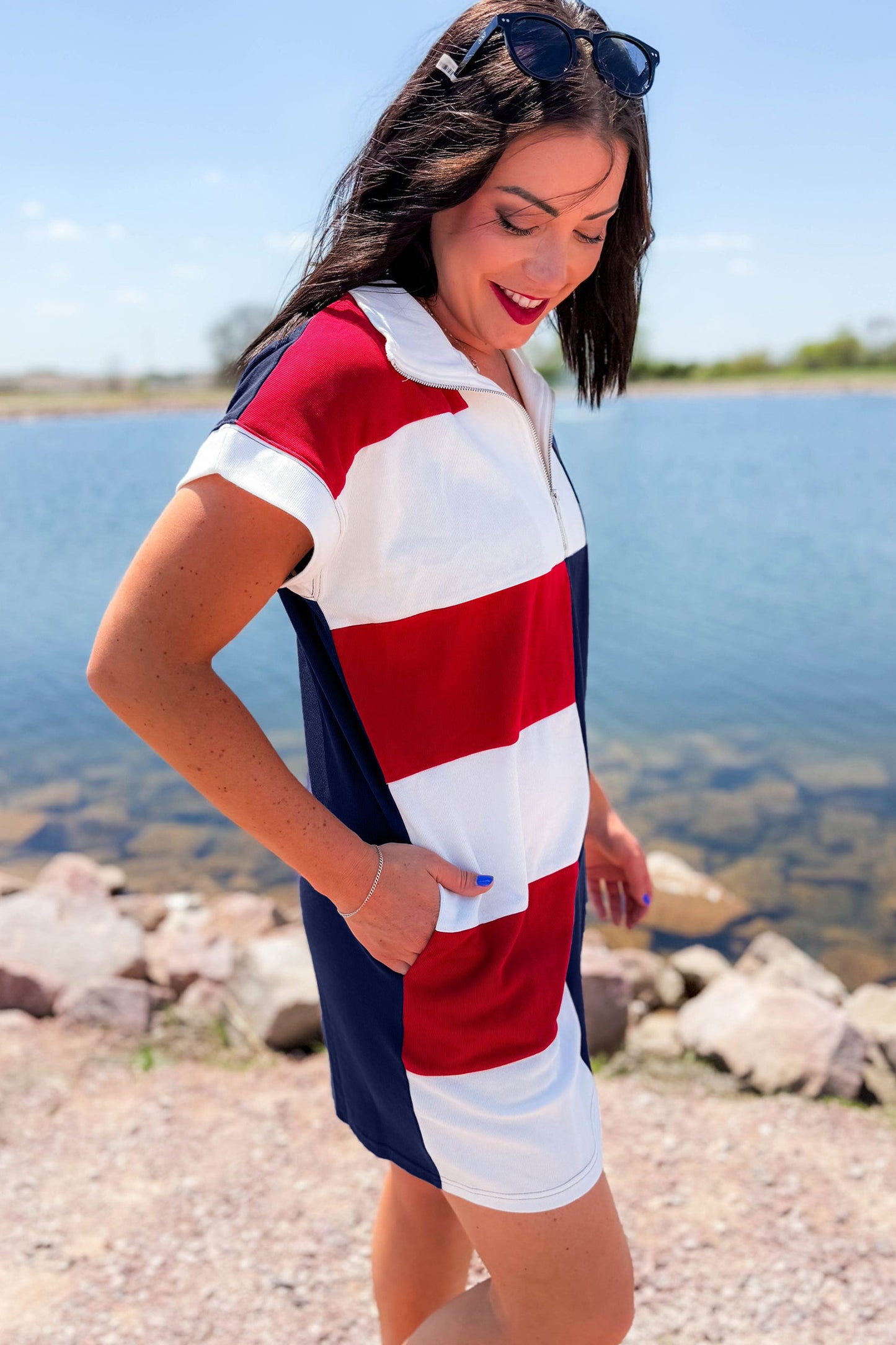Navy Blue Americana T Shirt Mini Dress