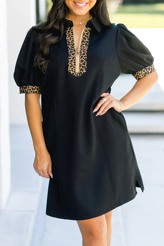Black Leopard  Mini Dress