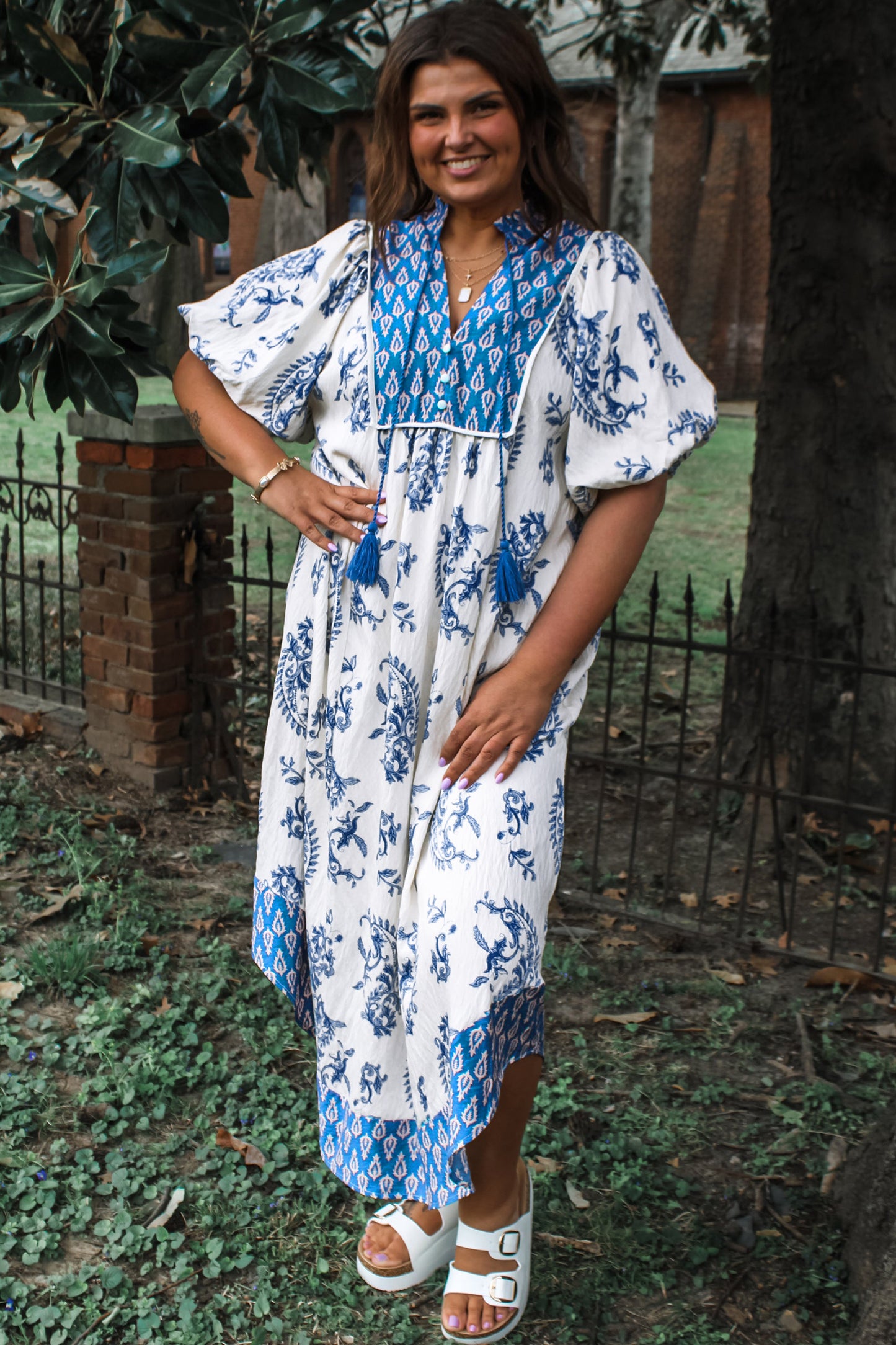 Sky Blue Tassel Tie Dress