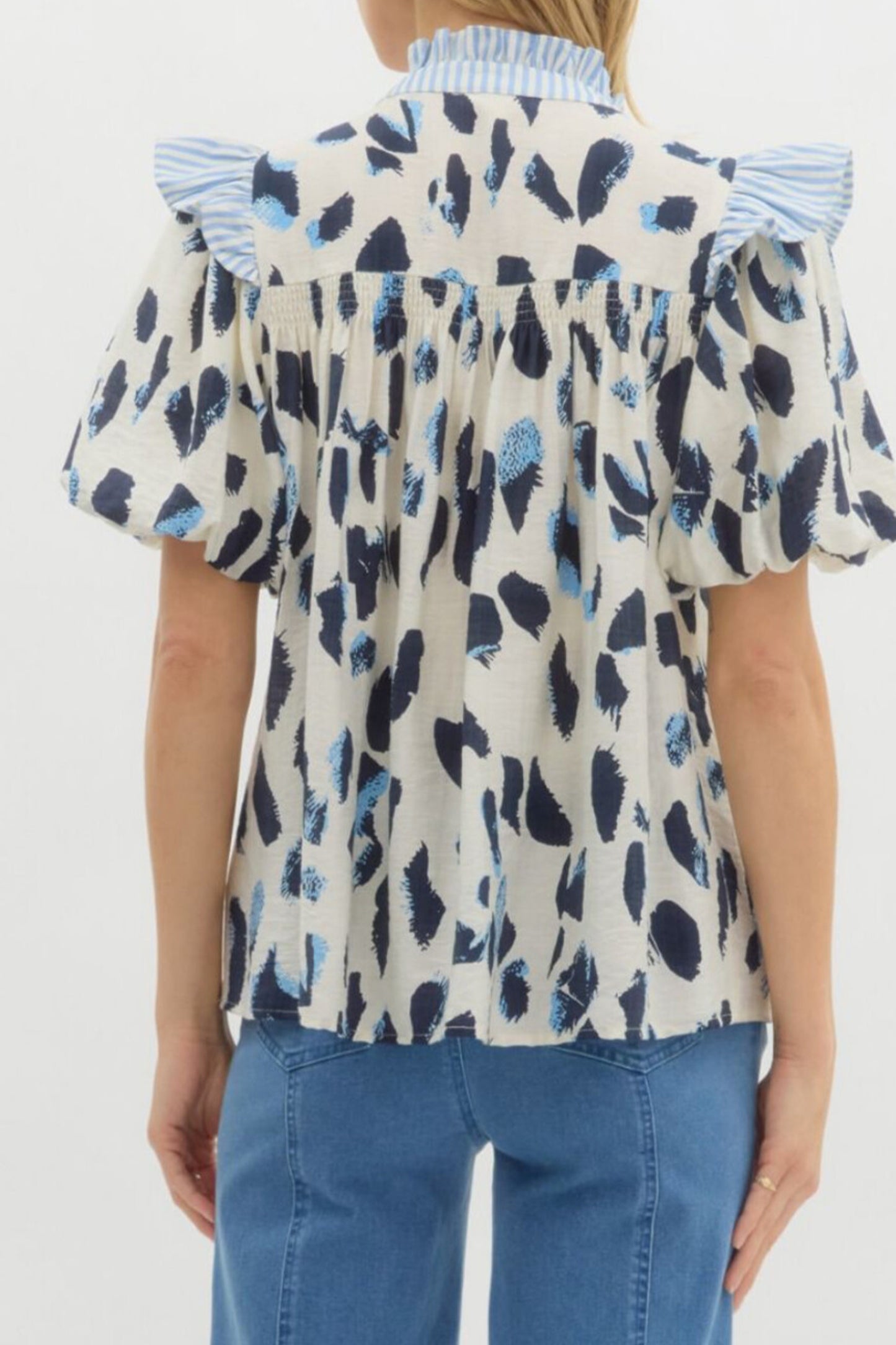 Beige Abstract Animal Blouse