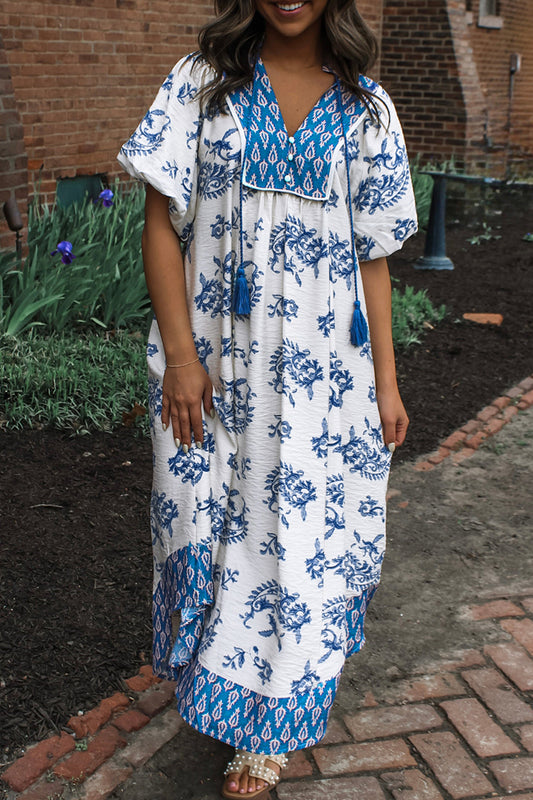 Sky Blue Tassel Tie Dress