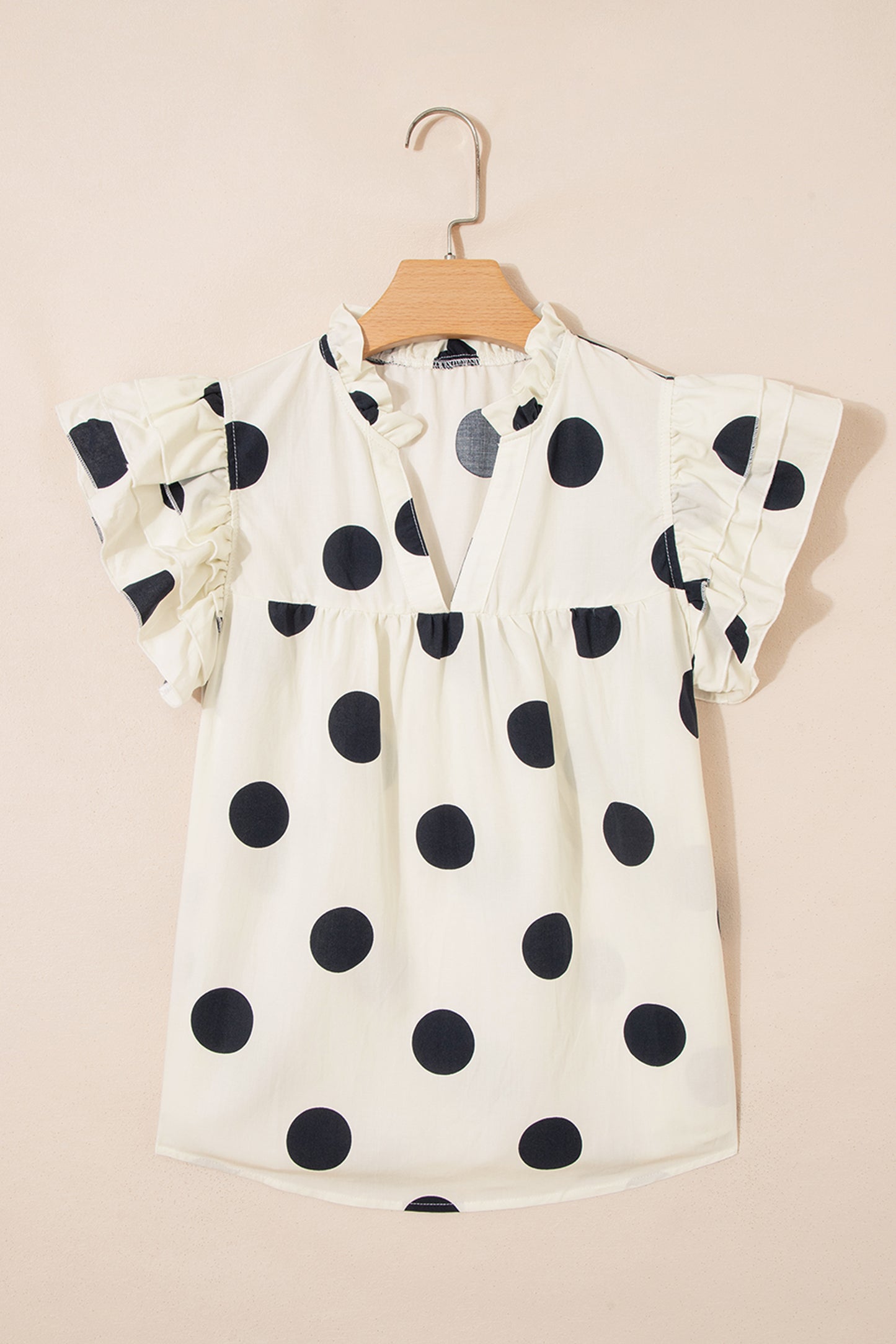 Apricot Casual Polka Dot Blouse