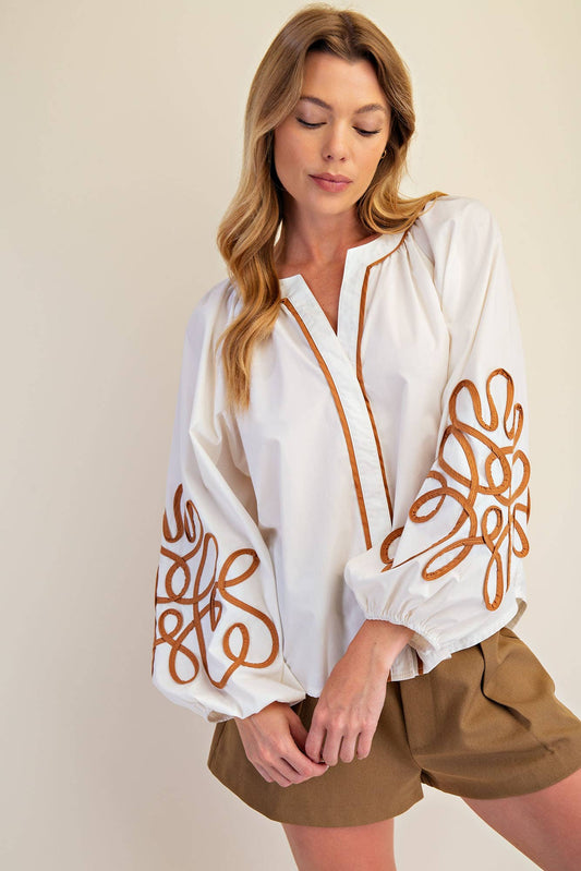 Soutache Detail Shirt-Ivory