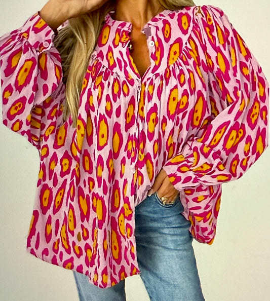 Leopard Balloon Oversized Shirt