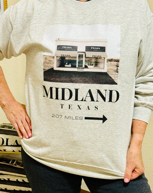 Miles to Marfa Sweatshirt-Midland,Texas 207 Miles