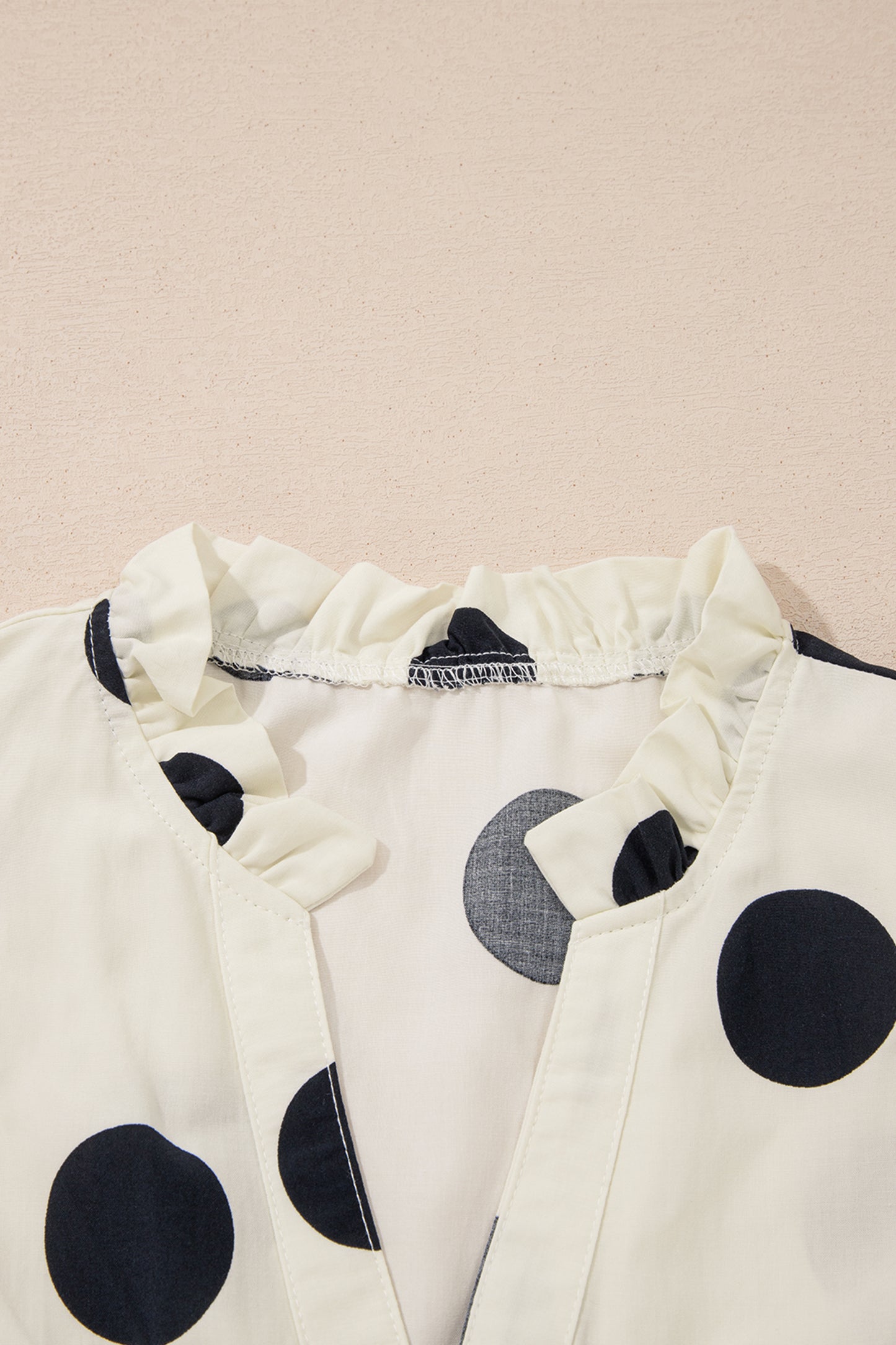 Apricot Casual Polka Dot Blouse