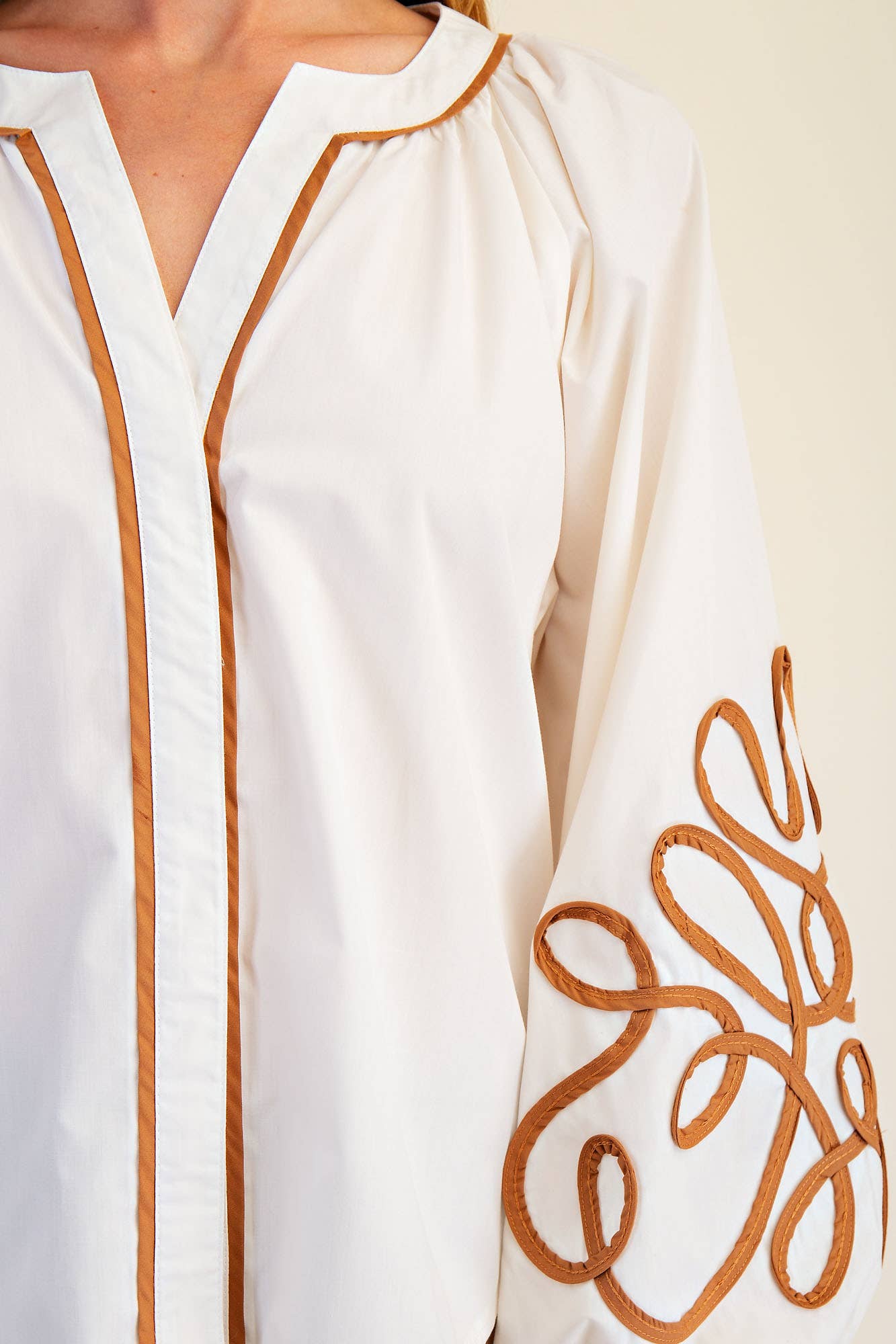 Soutache Detail Shirt-Ivory