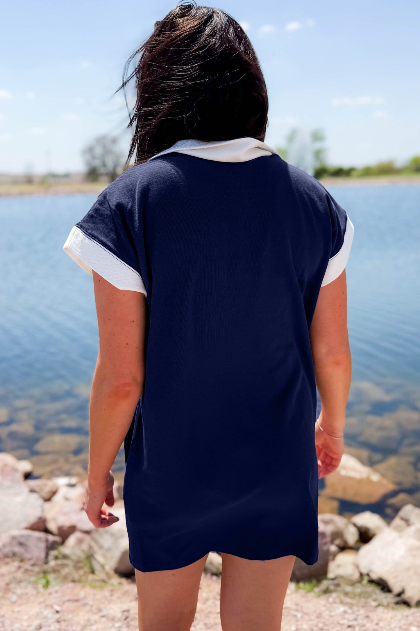 Navy Blue Americana T Shirt Mini Dress