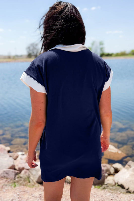 Navy Blue Americana T Shirt Mini Dress
