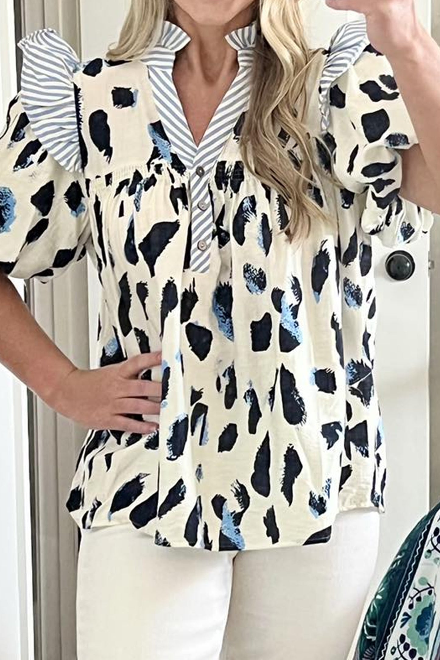 Beige Abstract Animal Blouse