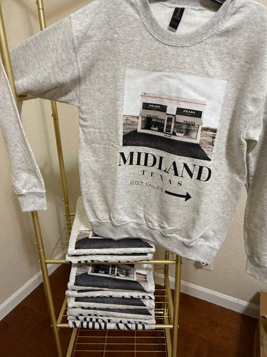 Miles to Marfa Sweatshirt-Midland,Texas 207 Miles